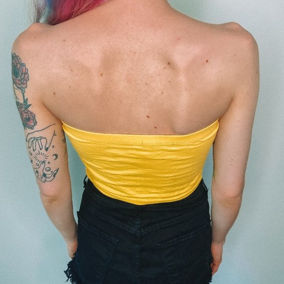 Forever 21 ''BABYGIRL'' Yellow Tube Top - Picture 3 of 5